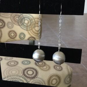 COPY - Sterling Silver Satin Ball Drop Dangle Earrings